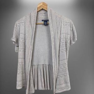 Front open short sleeve cardigan crochet front